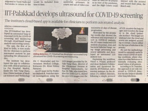IIT-Palakkad develops ultrasound for COVID-19 screening